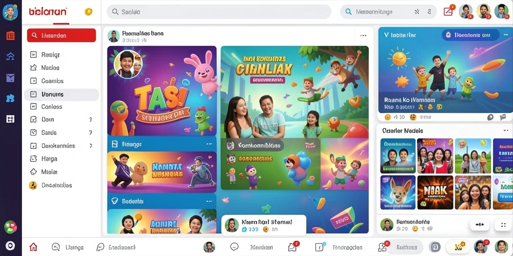 Screenshot menunjukkan tampilan colorful dari menu utama.